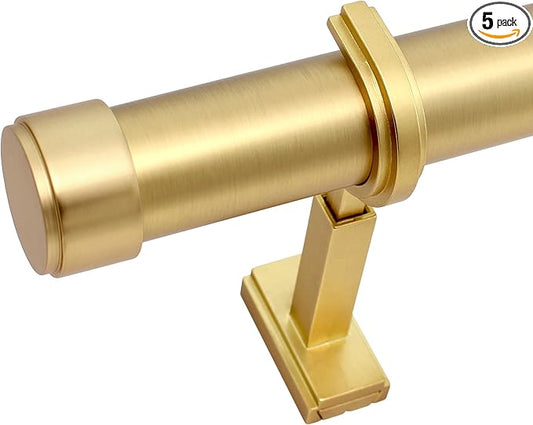 BlastHome® Luxury 12 ft Custom Curtain Rod – 1 1/4" Large Diameter – Premium Brackets & Endcaps – Nonadjustable Rods Connect for a Seamless Look – Brushed Gold Finish